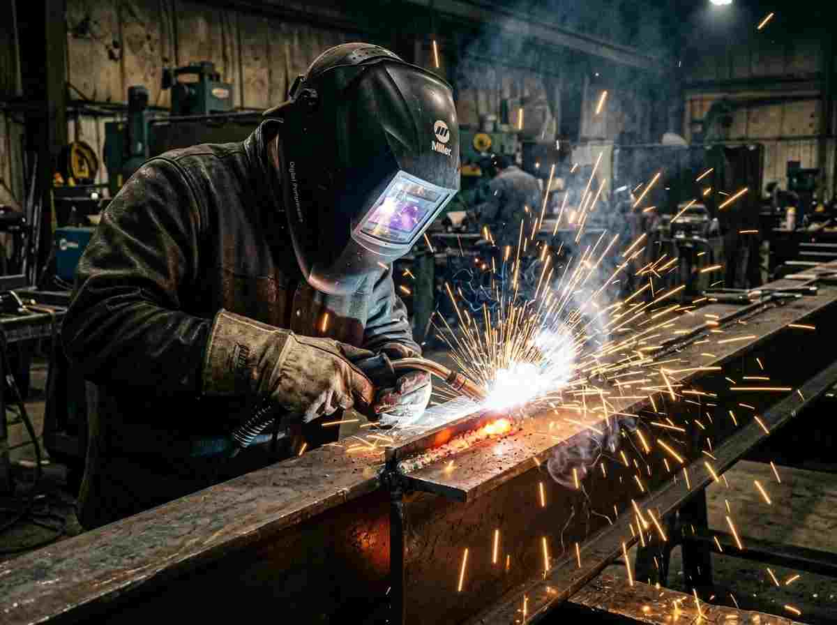 Precision steel welding and custom fabrication in Raj Fabrication workshop